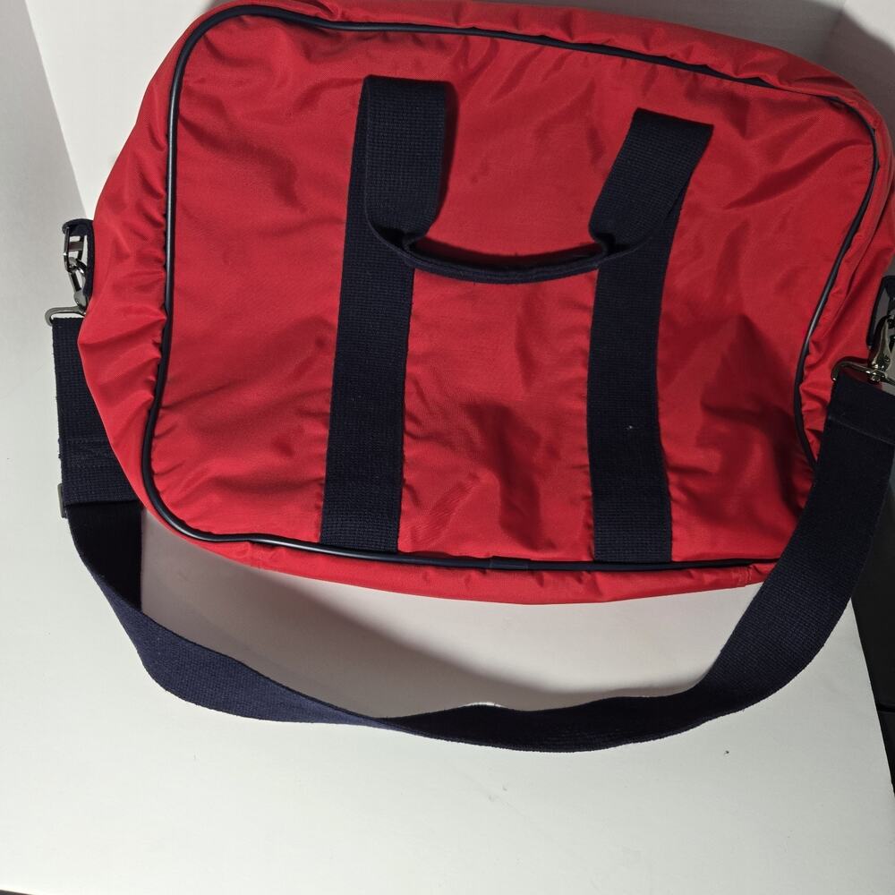 VTG Lands End Lighthouse Shoulder Bag Travel Suitcase Red Navy Blue Made in USA - Picture 6 of 14